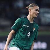 Lucas Macazaga en un partido con su selección