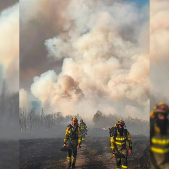 Brif Laza trabajando en el incendio de Castropodame 