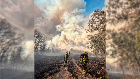 Brif Laza trabajando en el incendio de Castropodame
