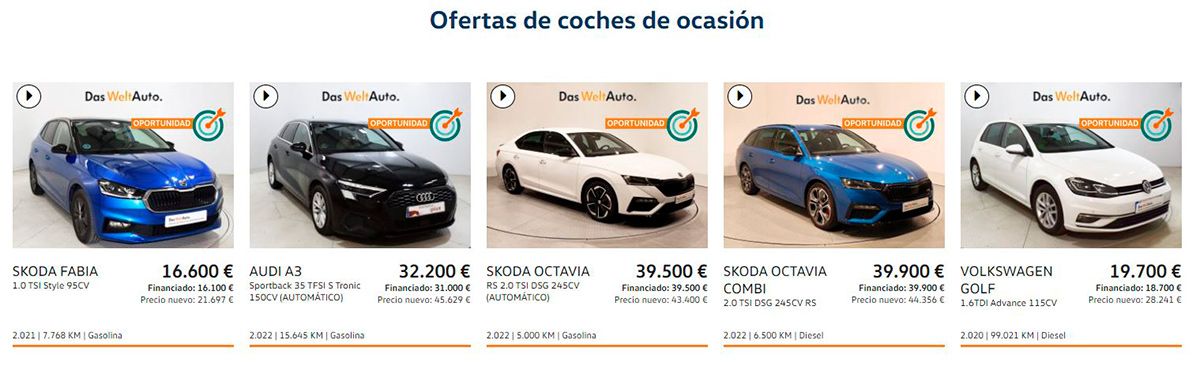 Algunos de los coches de ocasión de Telenauto