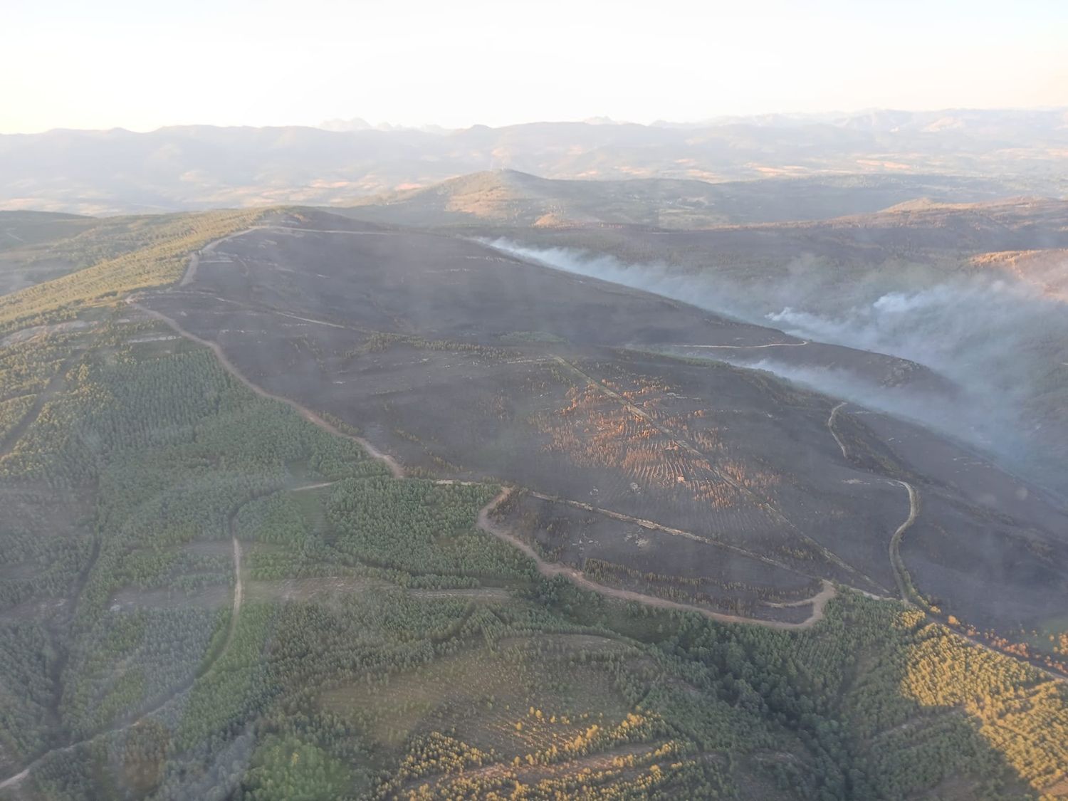 Vista aérea del incendio de Murias de Ponjos Brif Tabuyo