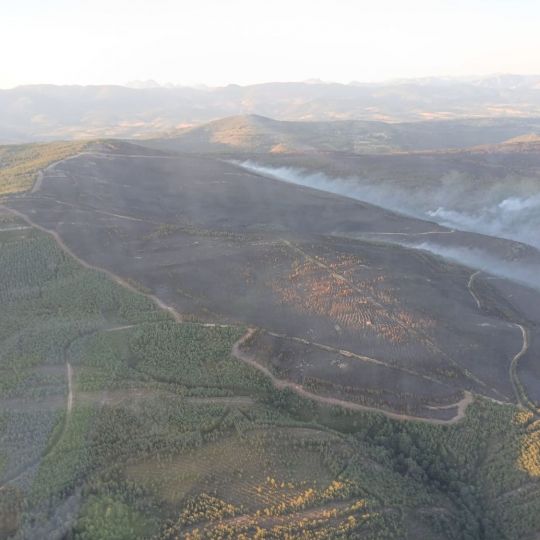 Vista aérea del incendio de Murias de Ponjos Brif Tabuyo