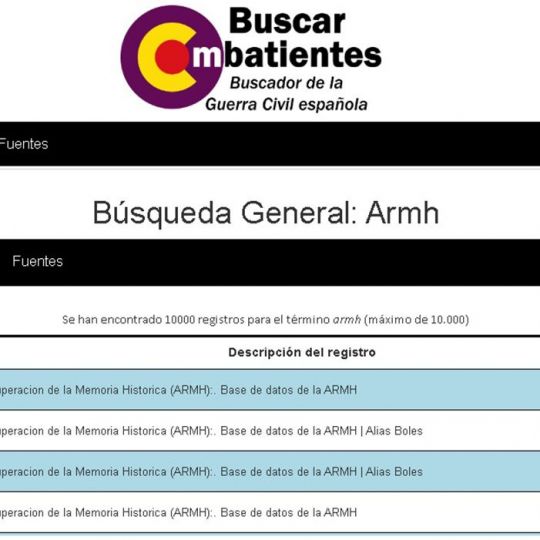 Página web para buscar combatientes de ARMH