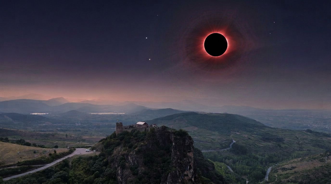 Montaje simulando el eclipse solar total del 12 de agosto en El Bierzo (2) Montaje simulando el eclipse solar total del 12 de agosto en El Bierzo (2)
