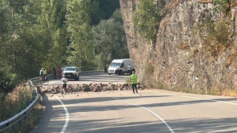 Pequeño desprendimiento en la carretera CL-633 | Foto: Telegram
