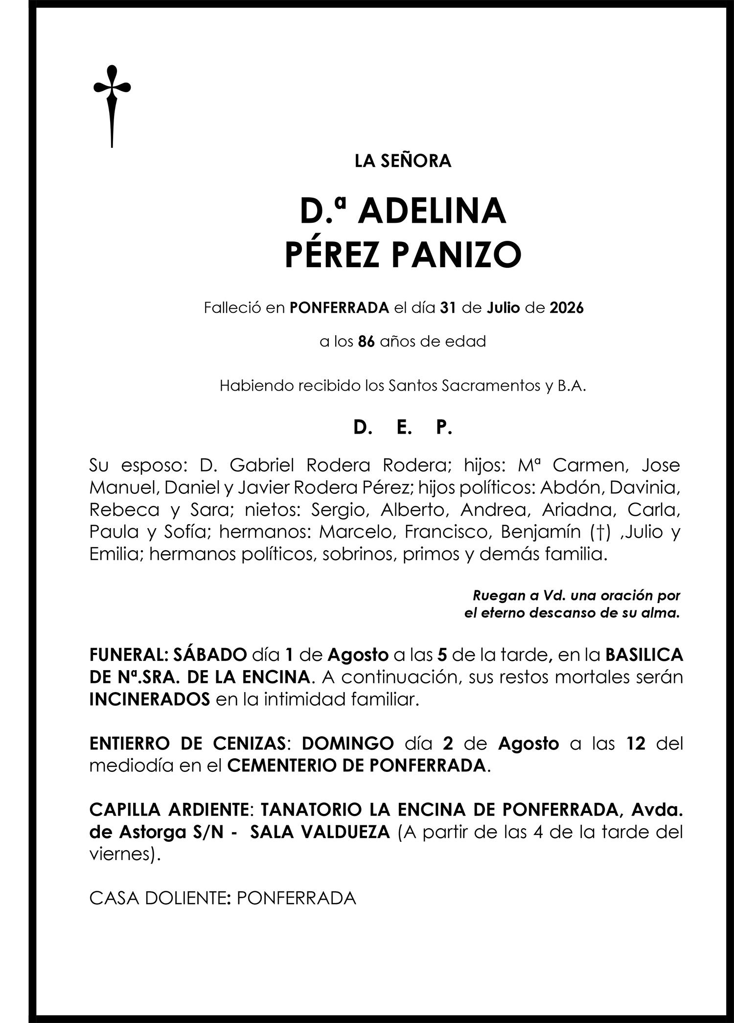 ADELINA PÉREZ PANIZO