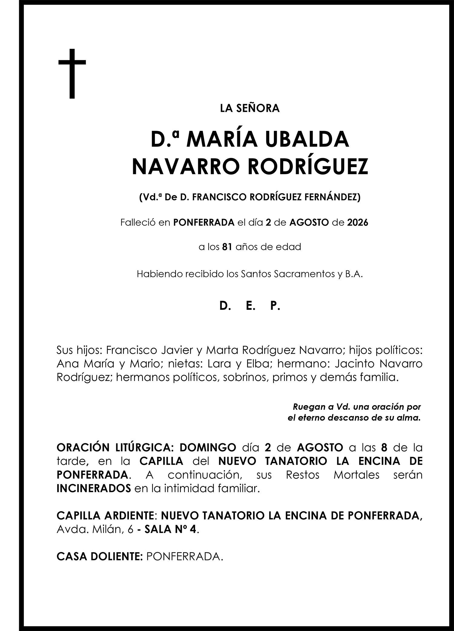MARÍA UBALDA NAVARRO RODRÍGUEZ