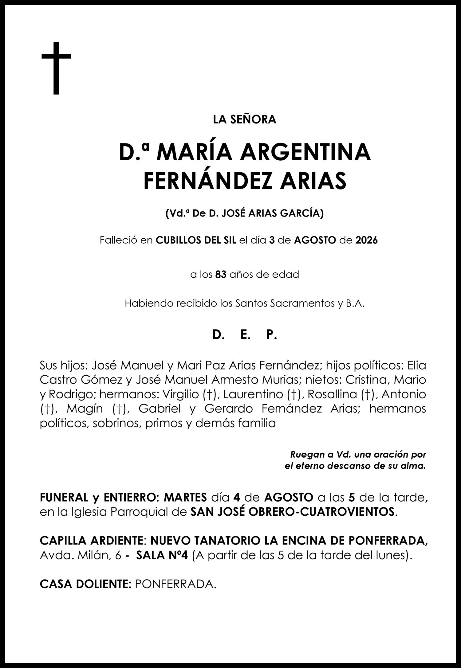MARÍA ARGENTINAFERNÁNDEZ ARIAS