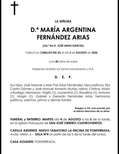 MARÍA ARGENTINA  FERNÁNDEZ ARIAS
