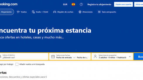 Página principal de Booking Página principal de Booking