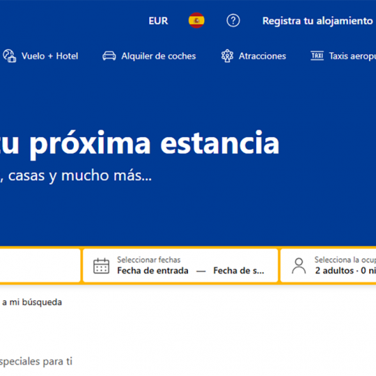 Página principal de Booking Página principal de Booking