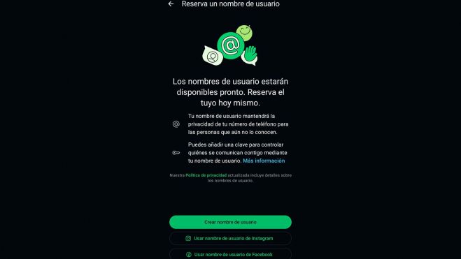 WhatsApp permite reservar nombres de usuario sin compartir número telefónico 1