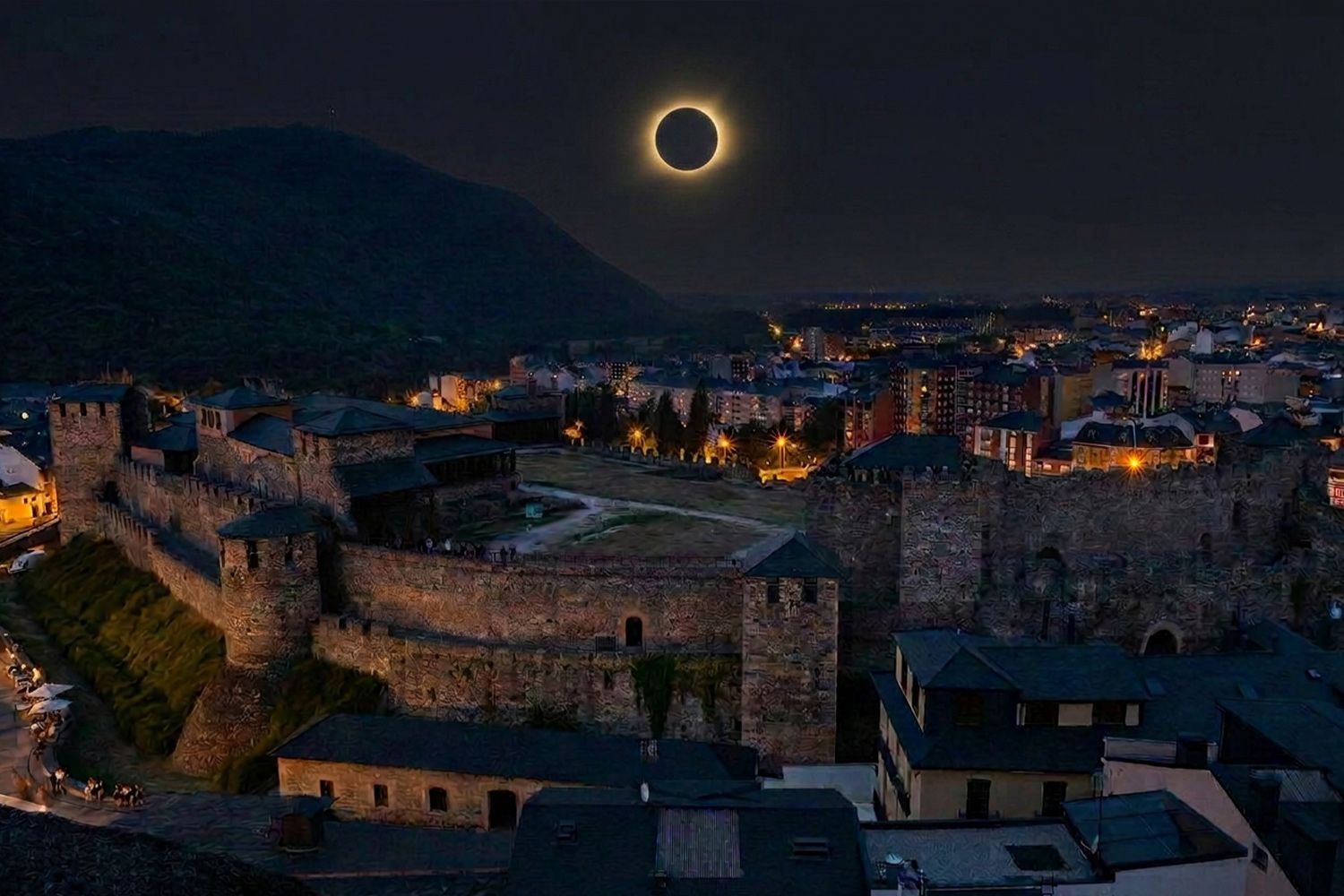 Simulación del eclipse de sol en el Castillo de Ponferrada Simulación del eclipse de sol en el Castillo de Ponferrada