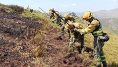 Trabajos en incendios forestales tras la caída de un rayo