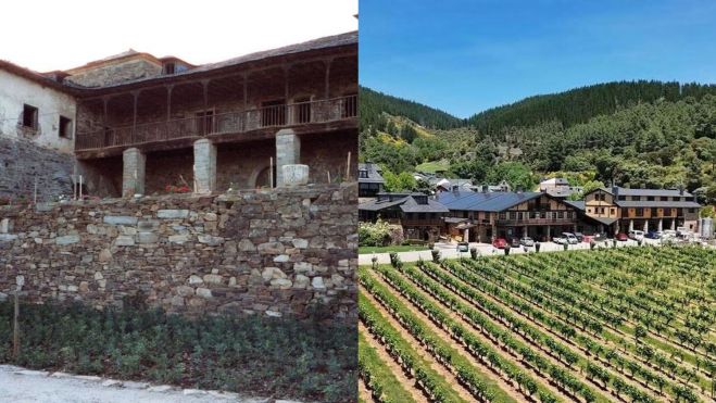 Collage antes y después Palacio de Canedo