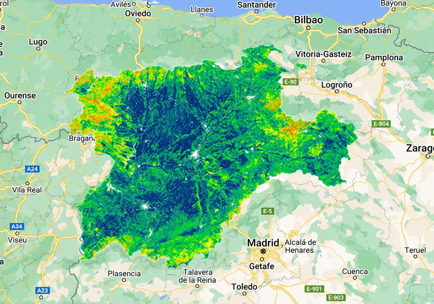 Mapa de prediccion de riesgo de CyL con CROWNFIRE AI Mapa de prediccion de riesgo de CyL con CROWNFIRE AI