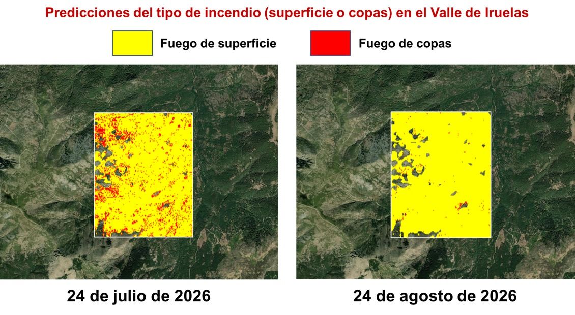 Imagen obtenido con la app CROWNFIRE AI del incendio de Iruelas Imagen obtenido con la app CROWNFIRE AI del incendio de Iruelas