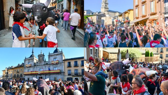Los ‘Ponfermines’ revolucionan el centro de Ponferrada con un 'encierro' a ritmo de charanga | Daniel Merino Los ‘Ponfermines’ revolucionan el centro de Ponferrada con un 'encierro' a ritmo de charanga | Daniel Merino
