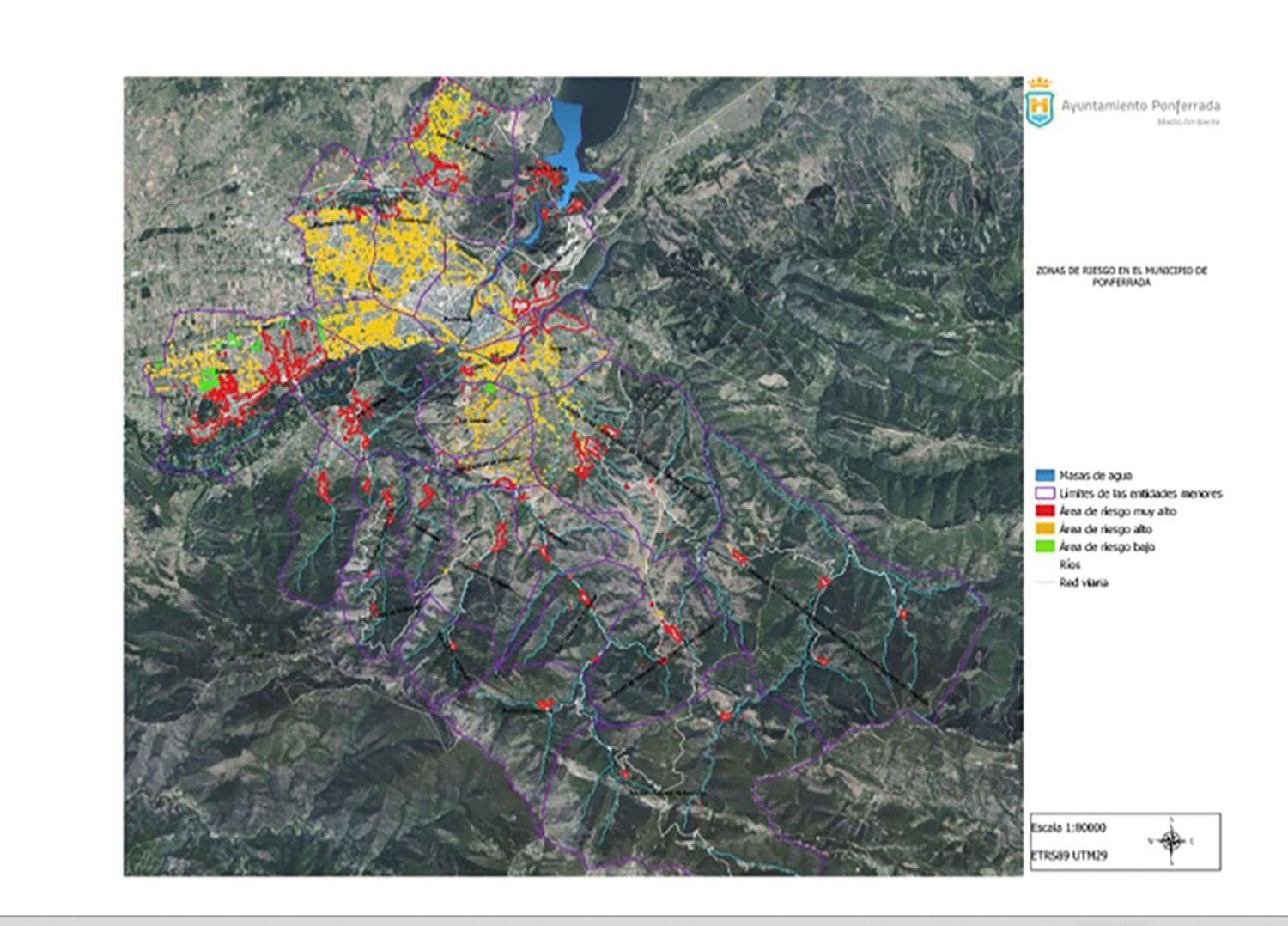 Zonas de riesgo de incendios en Ponferrada 2