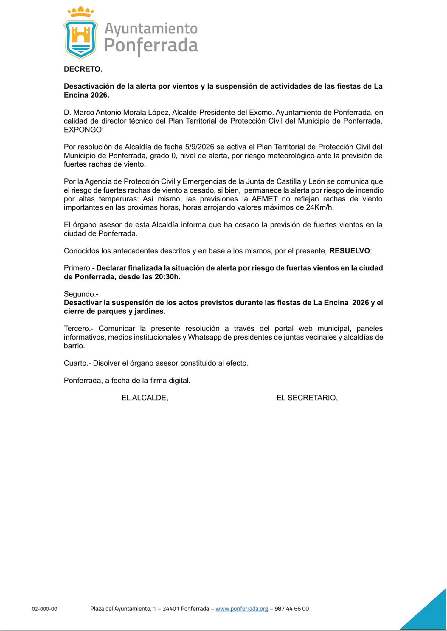 Desactivación de la alerta Desactivación de la alerta