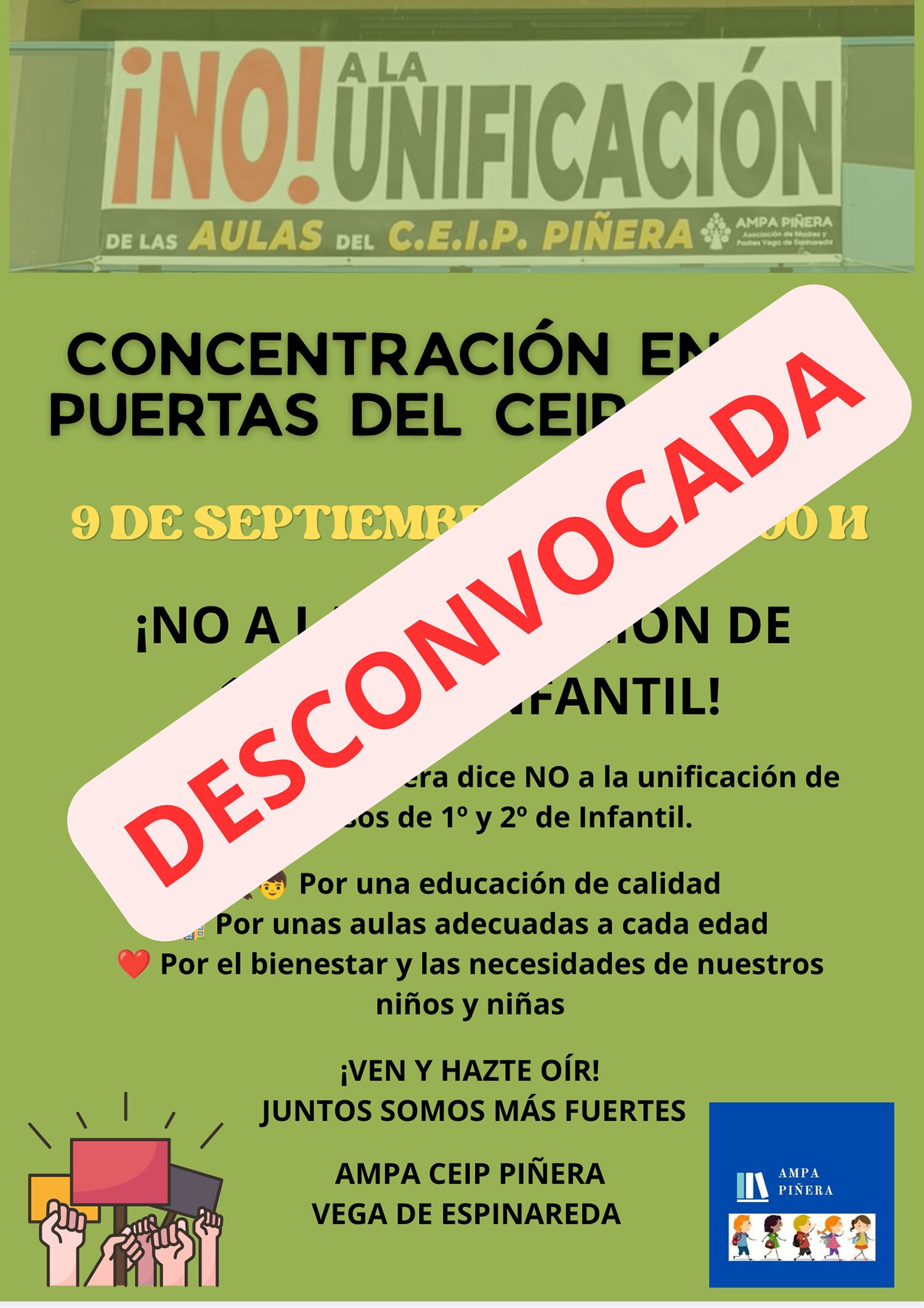 Desconvocada la concentración del colegio de Vega de Espinareda