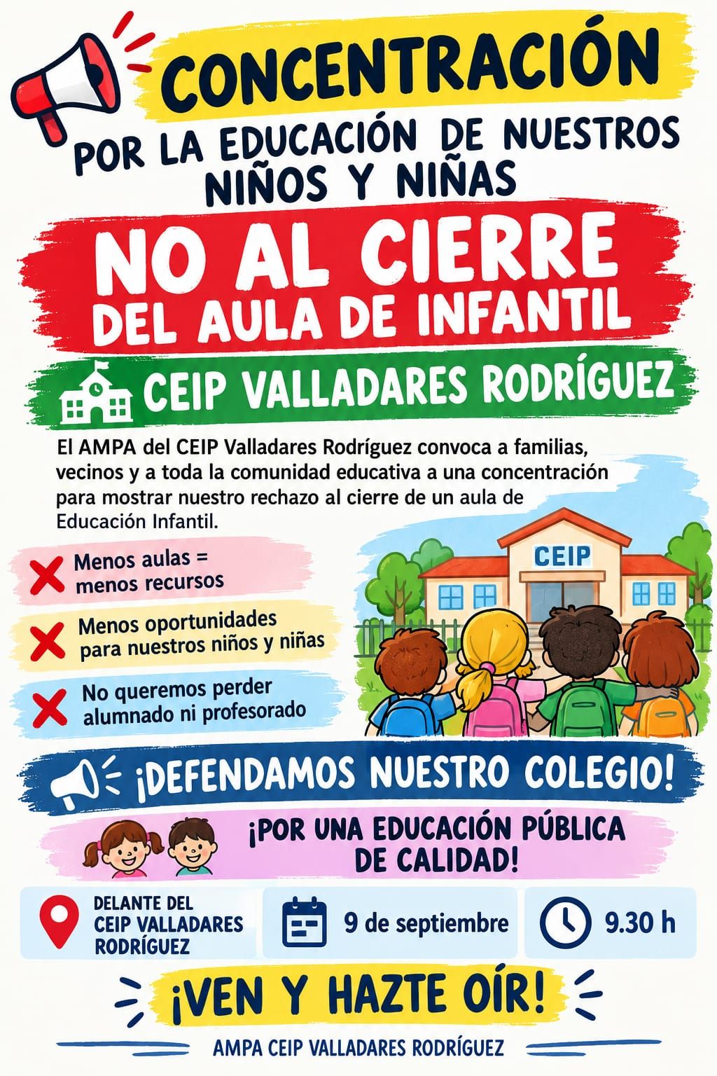 Cartel de la concentración convocada por el AMPA de Toreno Cartel de la concentración convocada por el AMPA de Toreno