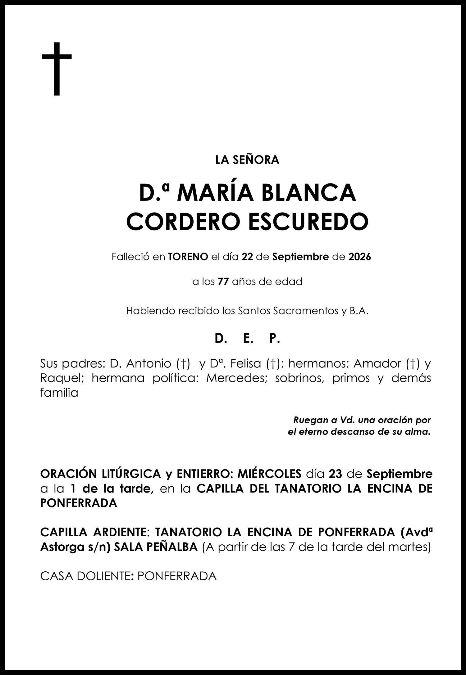MARÍA BLANCA CORDERO ESCUREDO