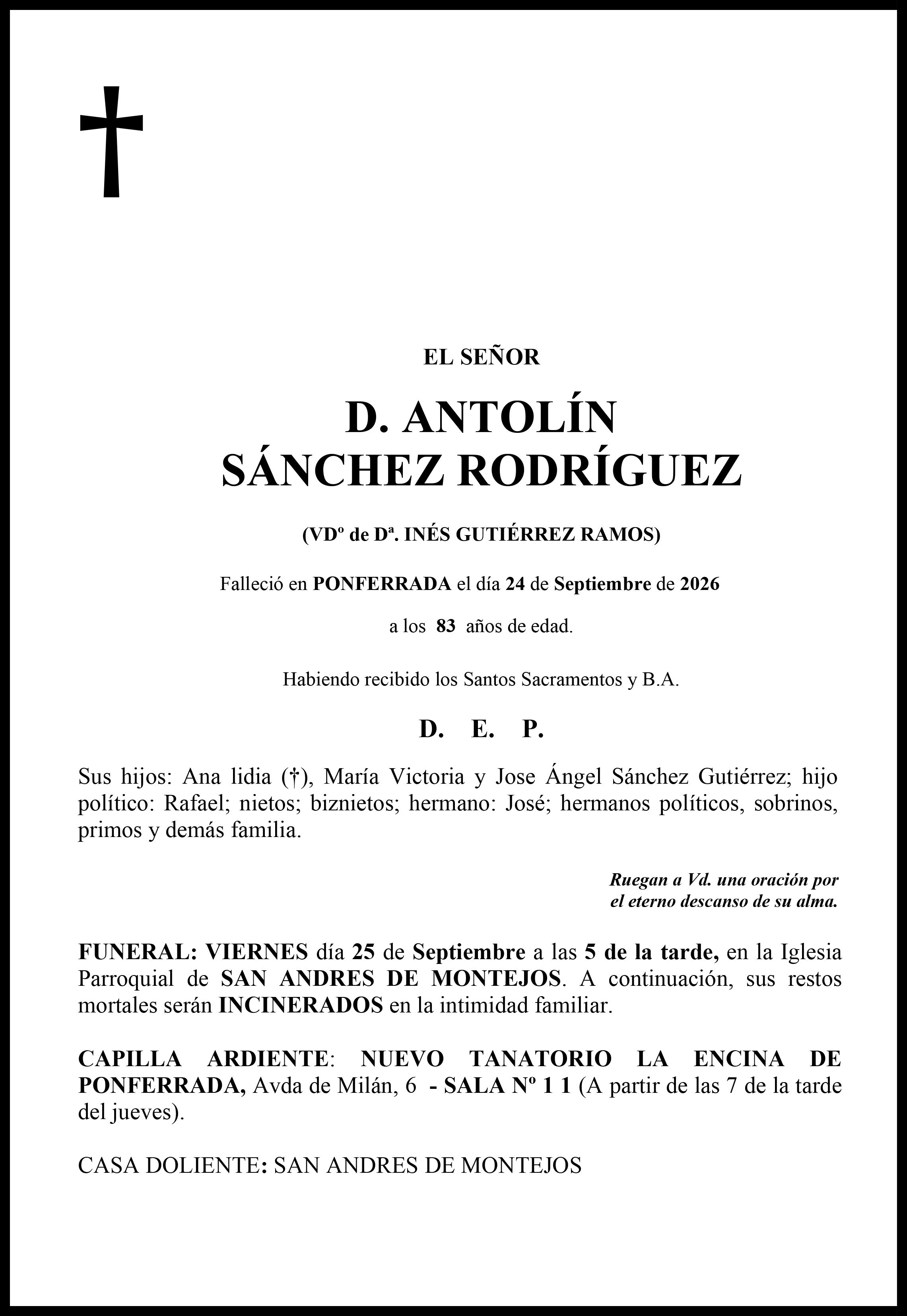 ANTOLÍN SÁNCHEZ RODRÍGUEZ