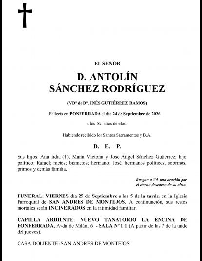 ANTOLÍN SÁNCHEZ RODRÍGUEZ