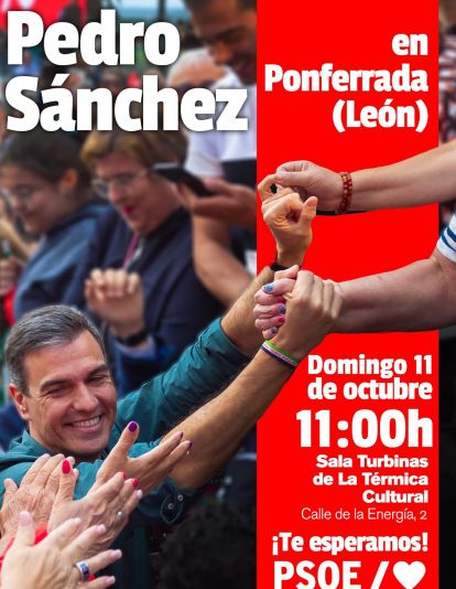 Anuncio de la visita de Pedro Sánchez a Ponferrada