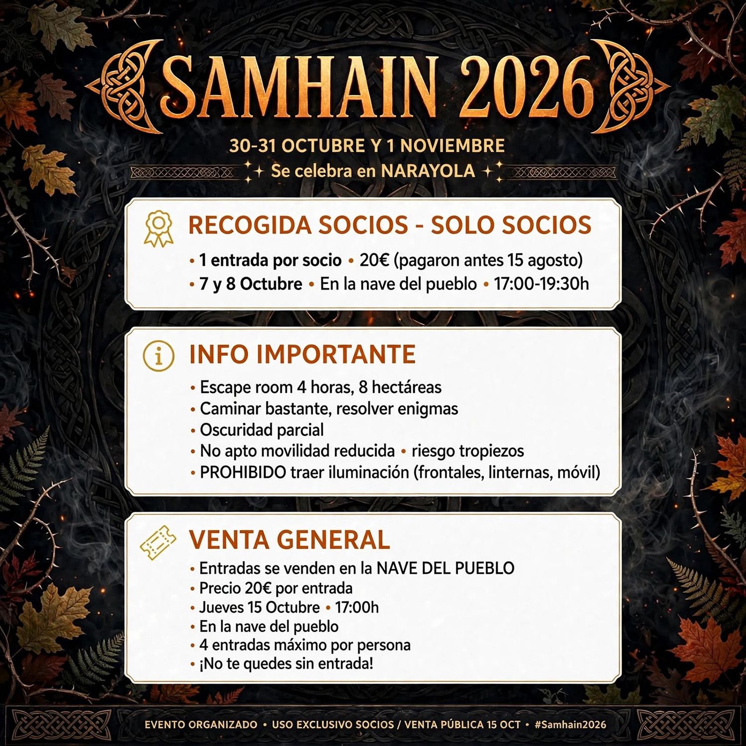 Venta de entradas para el Halloween de Narayola