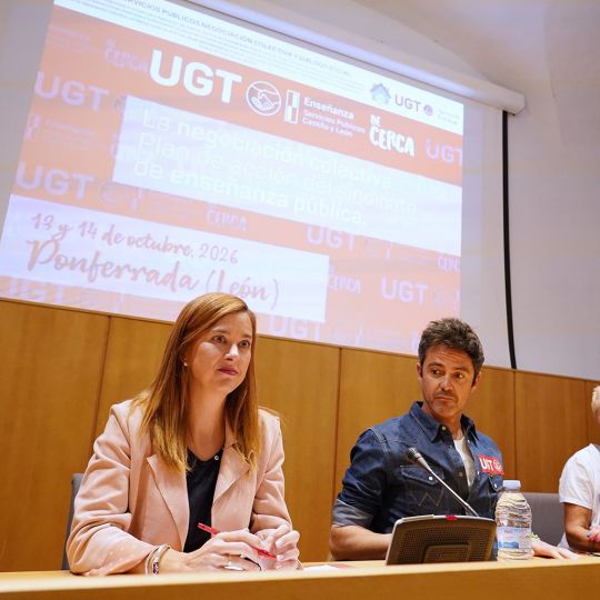 César Sánchez / ICAL . La secretaria federal de enseñanza de UGT, Beatriz García, durante las jornadas formativas sobre negociación colectiva en el sector que se celebran en Ponferrada César Sánchez / ICAL . La secretaria federal de enseñanza de UGT, Beatriz García, durante las jornadas formativas sobre negociación colectiva en el sector que se celebran en Ponferrada