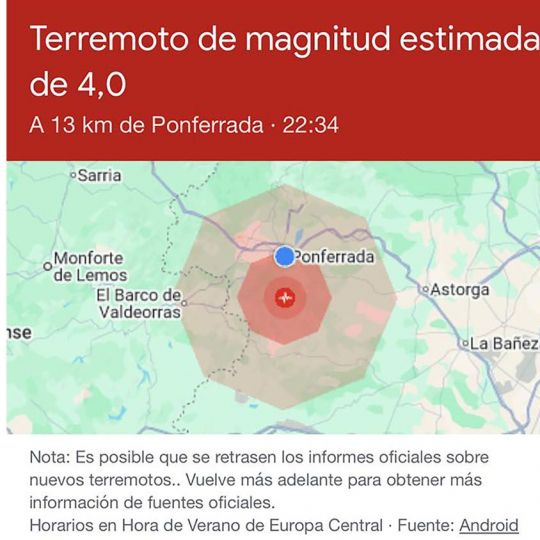 Terremoto registrado con epicentro en Priranza del Bierzo