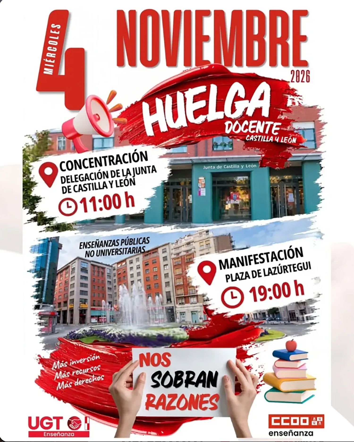 Cartel de la concentración en Ponferrada por la huelga de docentes Cartel de la concentración en Ponferrada por la huelga de docentes