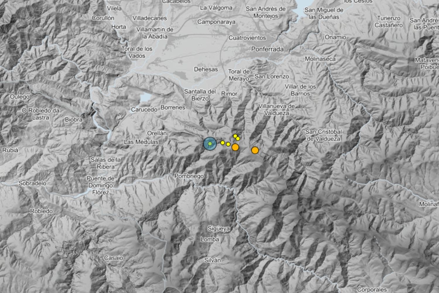 Localización del terremoto registrado en Borrenes