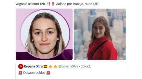 Tamara González Costa, desaparecida en el accidente de Urda (Toledo) Tamara González Costa, desaparecida en el accidente de Urda (Toledo)