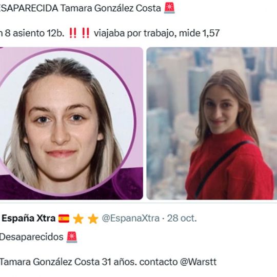 Tamara González Costa, desaparecida en el accidente de Urda (Toledo)