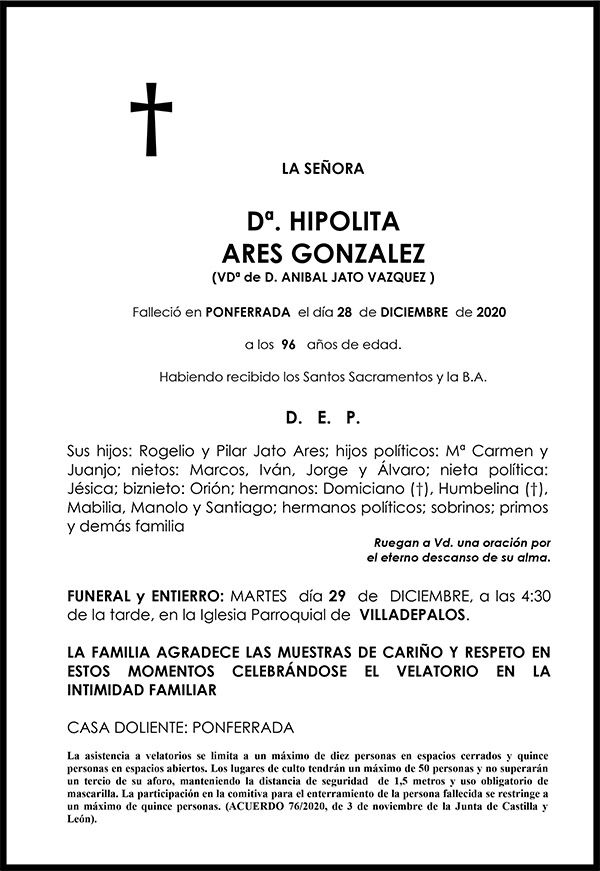 Hipolita Ares Gonzalez Info Bierzo